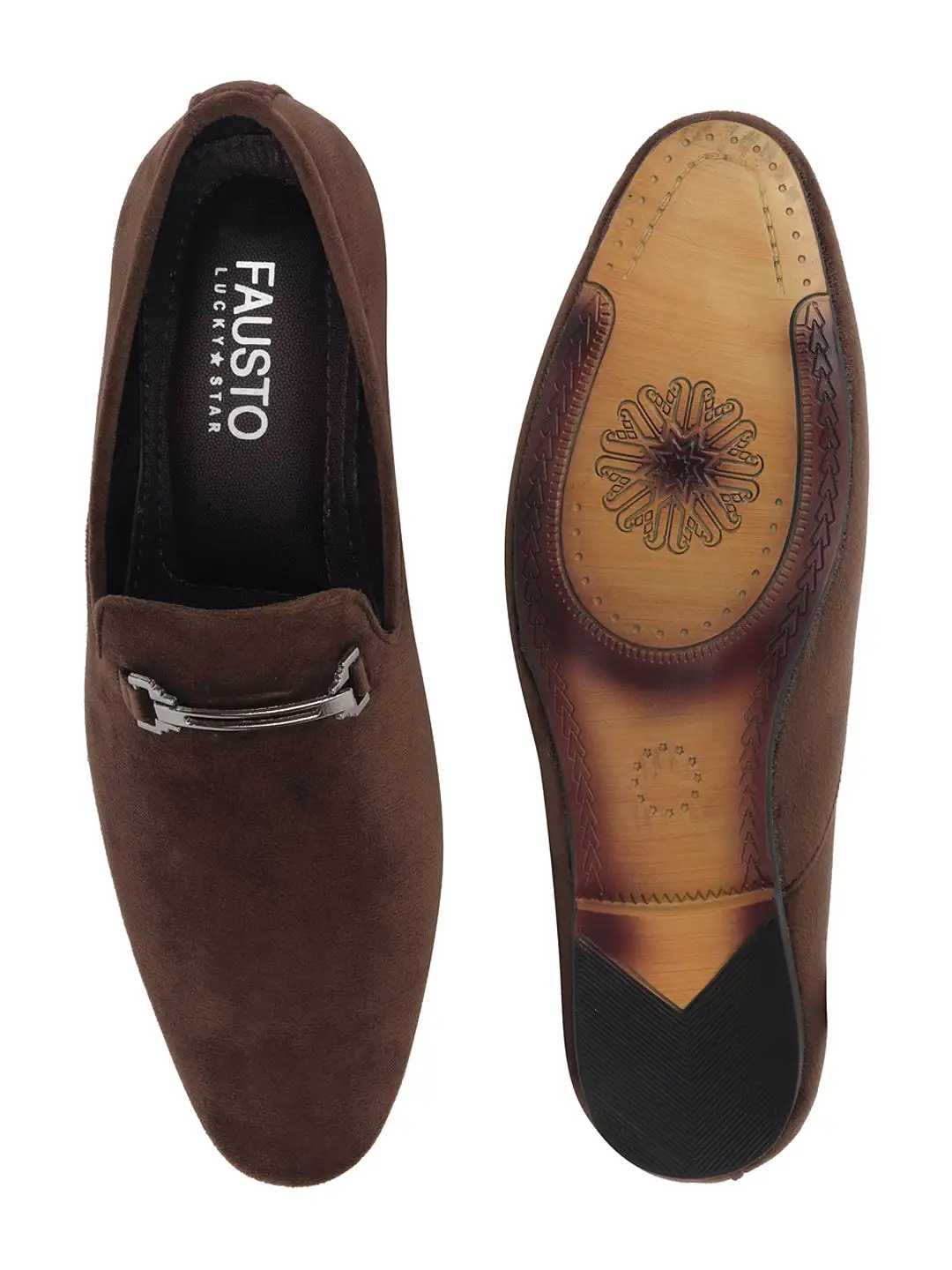 Men Brown Casual Velvet Slip-On Loafers