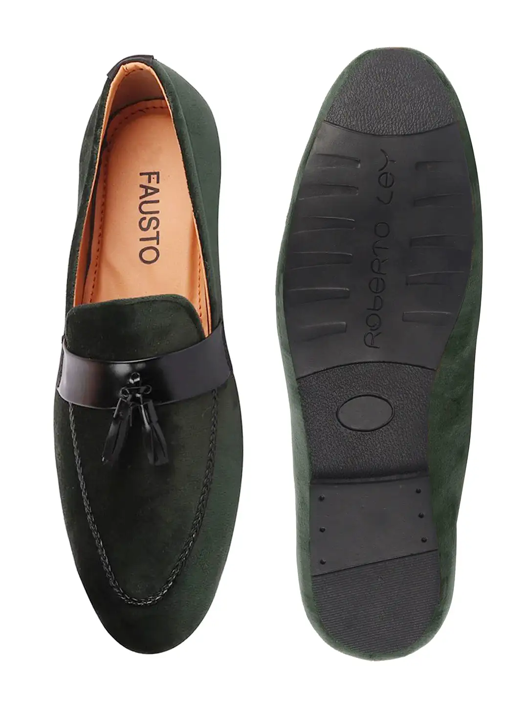 Men Mehandi Casual Velvet Slip-On Loafers