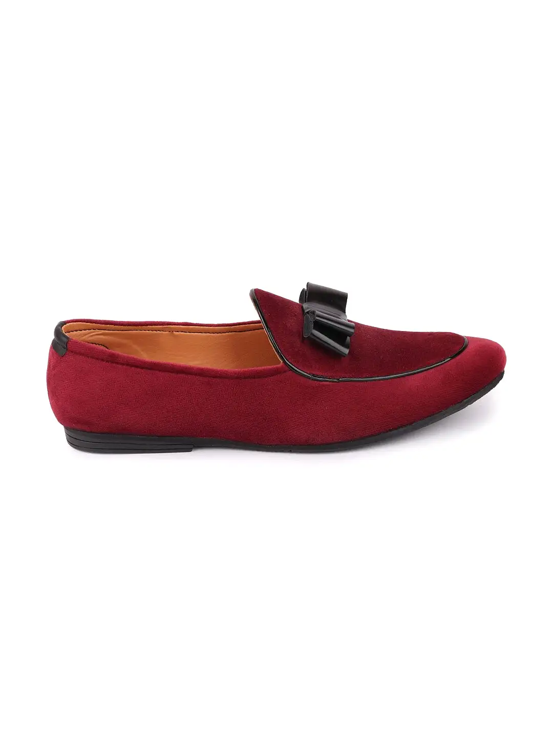 Men Red Casual Velvet Slip-On Loafers