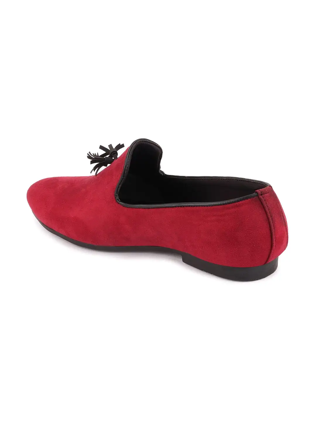 Men Red Casual Velvet Slip-On Loafers