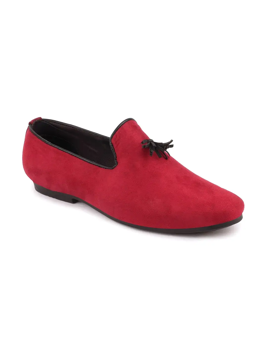 Men Red Casual Velvet Slip-On Loafers