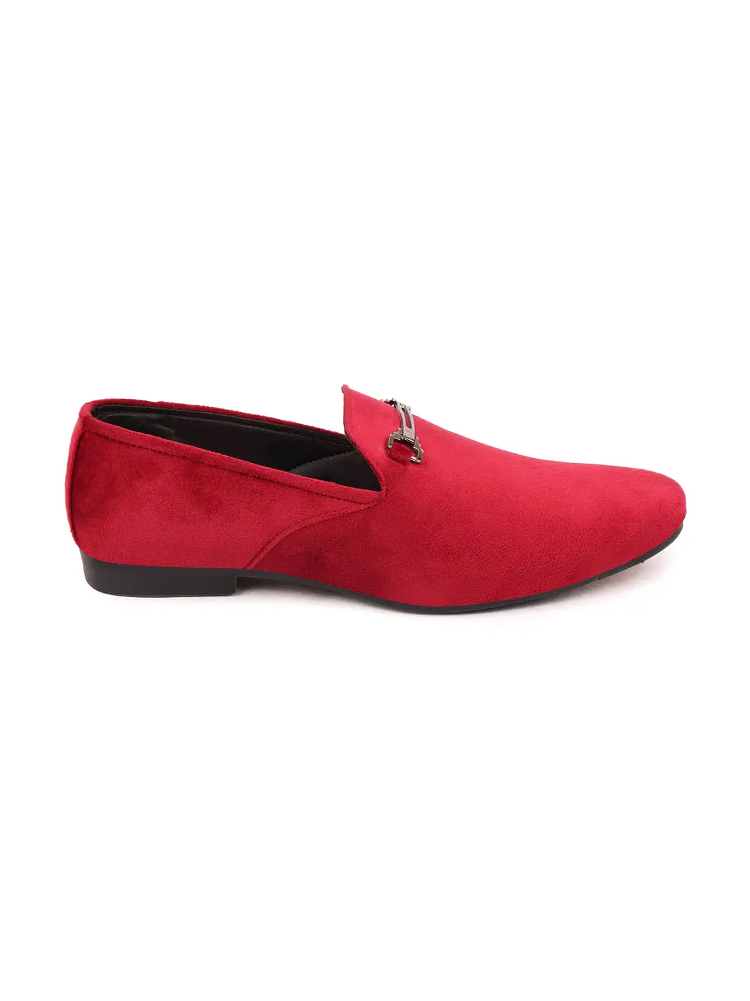 Men Red Casual Velvet Slip-On Loafers