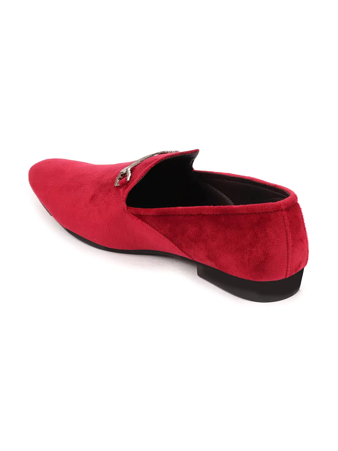 Men Red Casual Velvet Slip-On Loafers