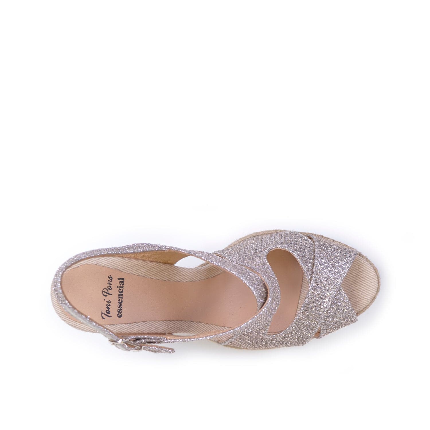 Metallic Buckle Strap Wedge Espadrille for Women - Aina-S