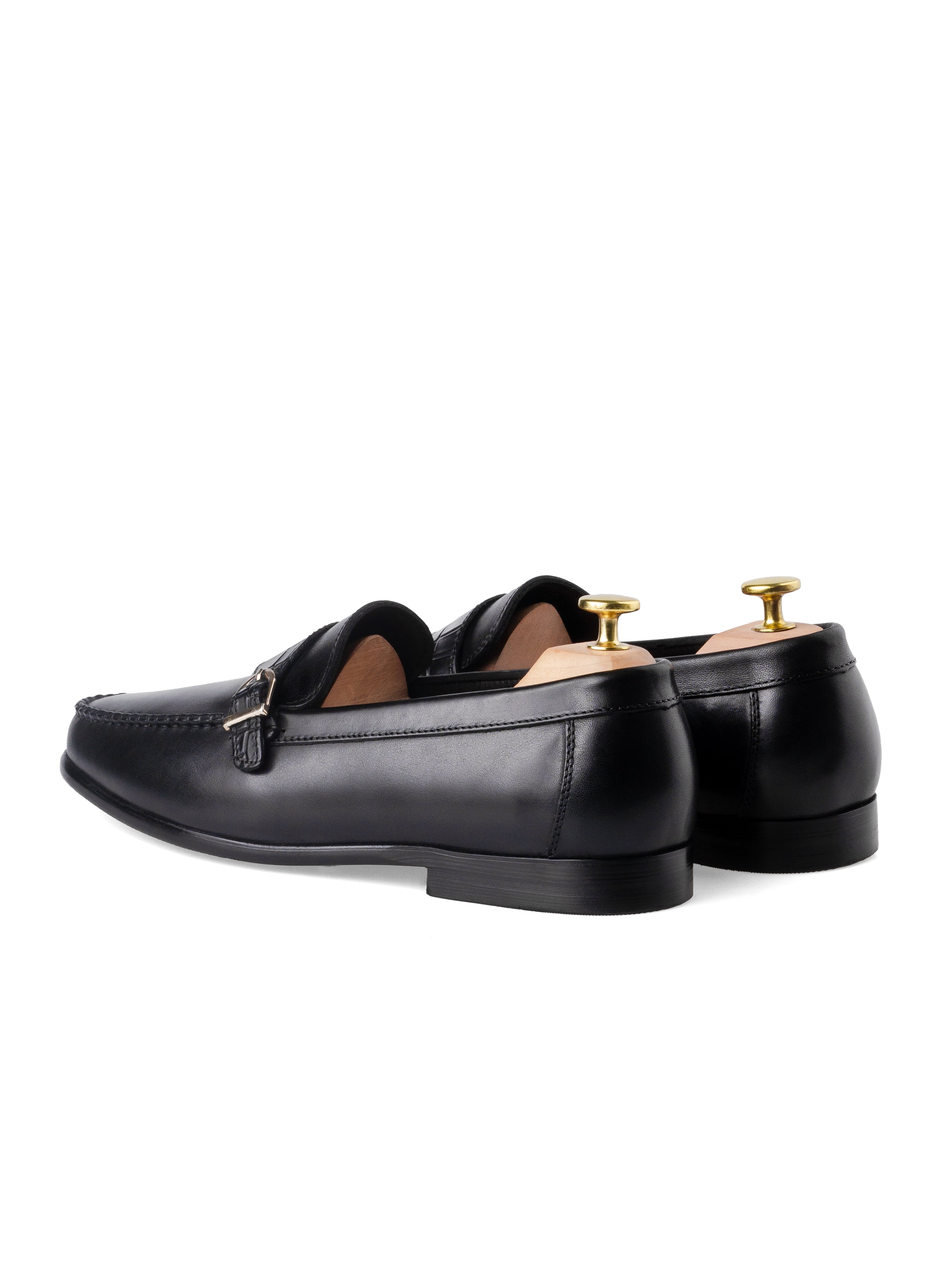 Moccasin Loafer Single Croco Strap - Black