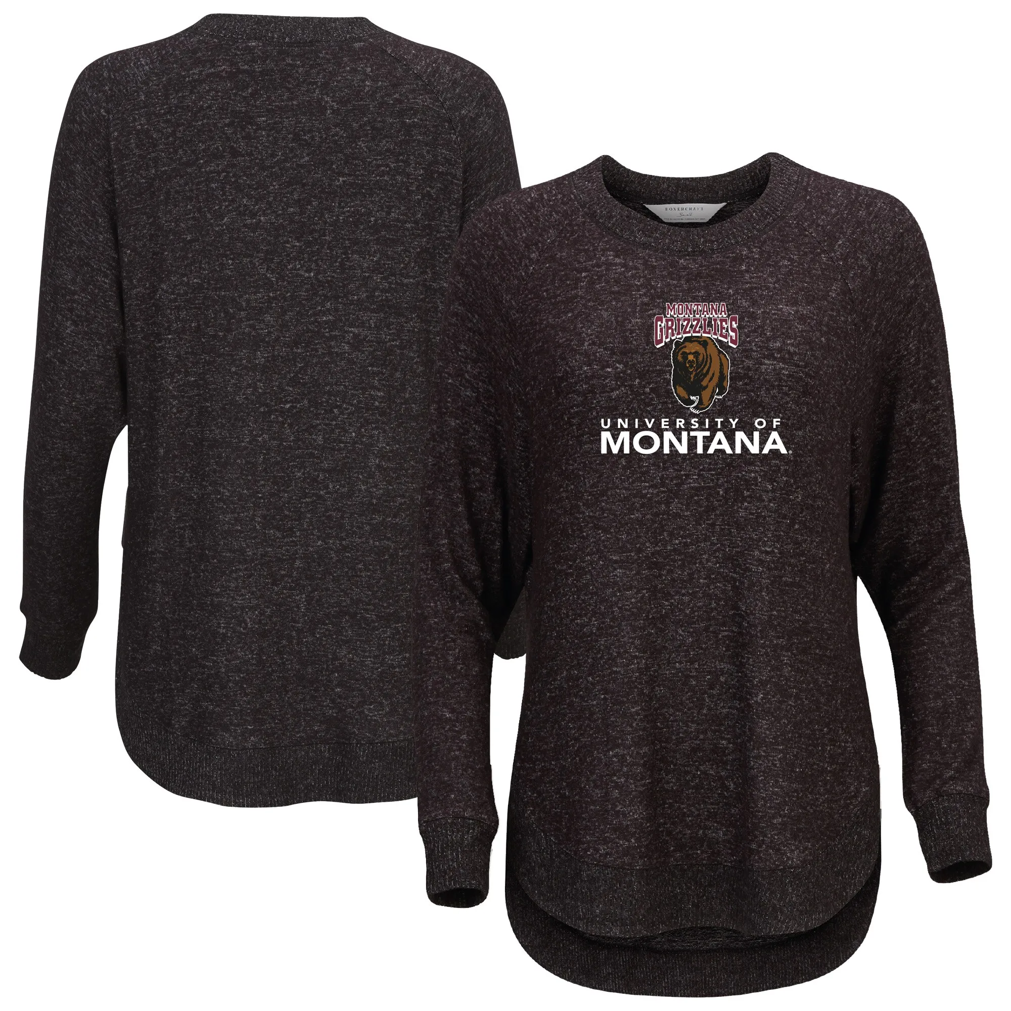 Montana Grizzlies Women's Black Oversized Cuddle Raglan Tri-Blend Pullover Sweatshirt