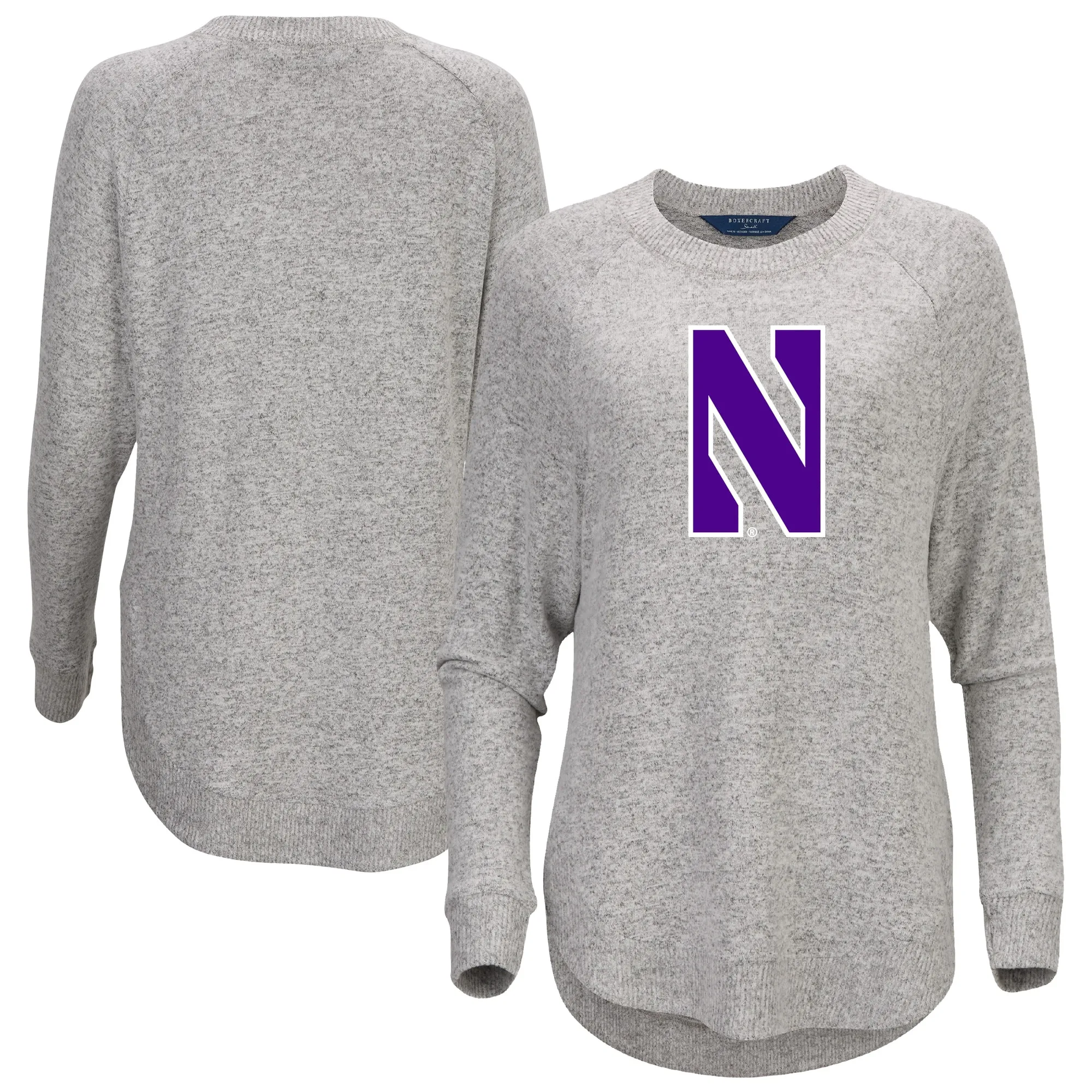 Northwestern Wildcats Women's Gray Oversized Cuddle Raglan Tri-Blend Pullover Sweatshirt