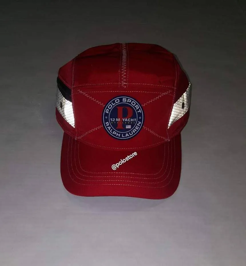 Nwt Polo Ralph Lauren Red 5 Panel Yacht P 12 M  Reflective Buckle Strap Hat