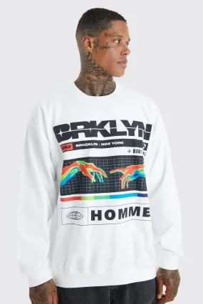 Oversized Brooklyn Graphic Sweatshirt | boohooMAN UK