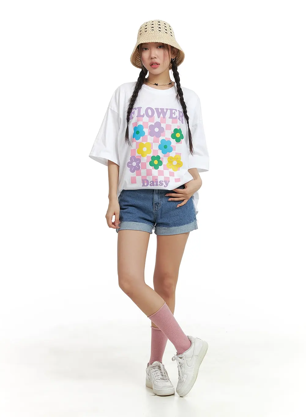 Oversized Flower Graphic T-Shirt OM428