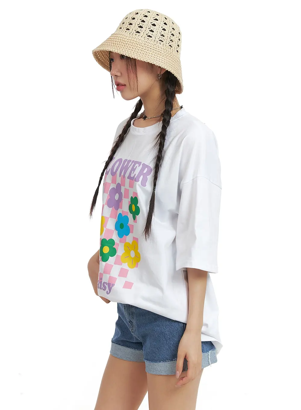 Oversized Flower Graphic T-Shirt OM428