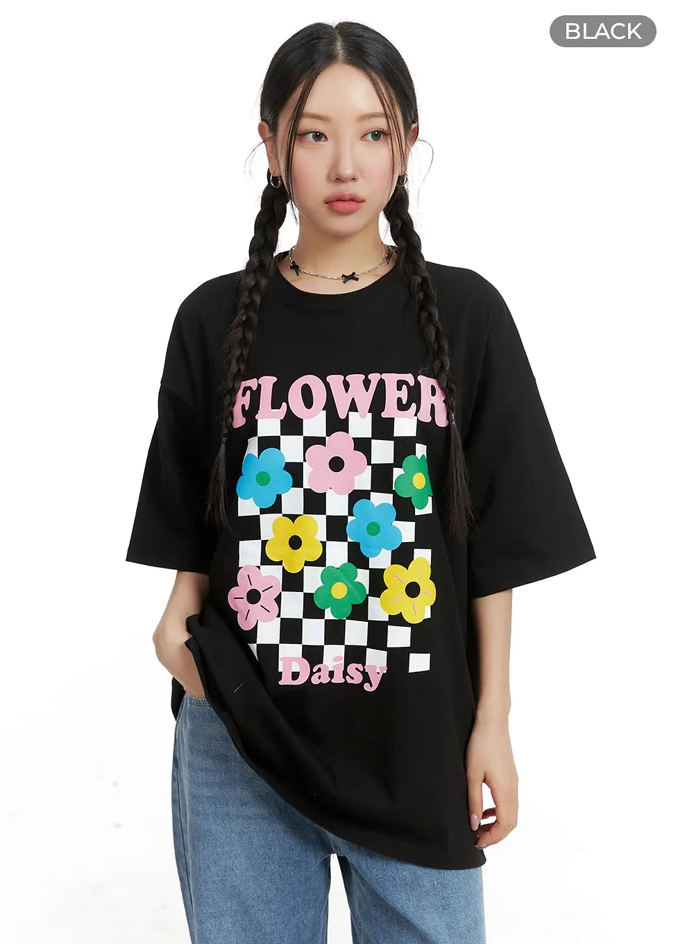 Oversized Flower Graphic T-Shirt OM428