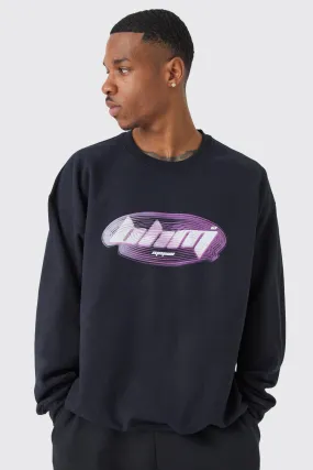 Oversized Futuristic Graphic Sweatshirt | boohooMAN UK