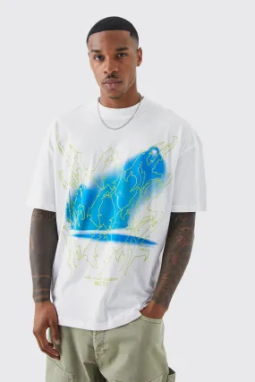 Oversized Graphic Extended Neck T-shirt | boohooMAN UK