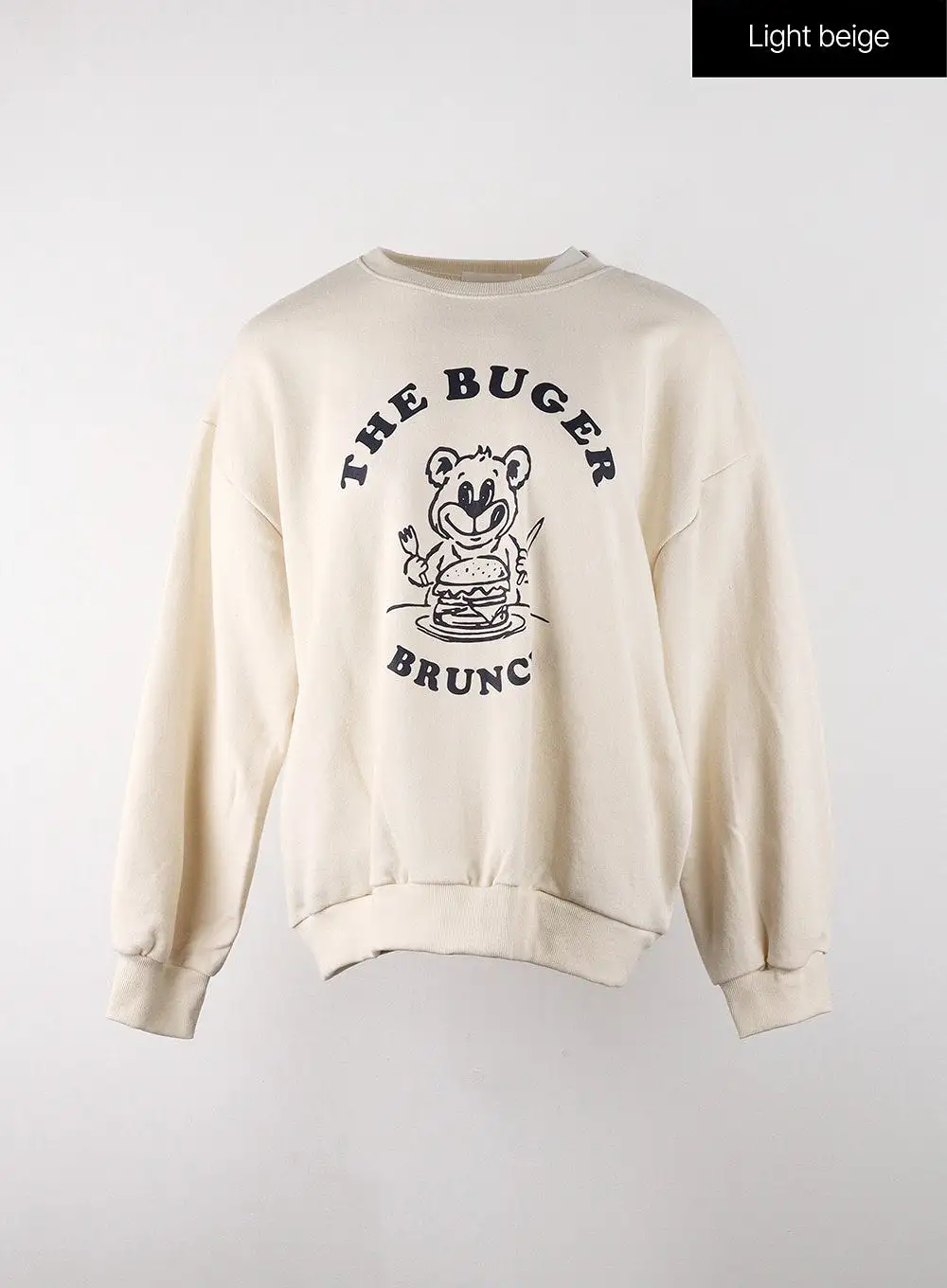 Oversized Graphic Lettering Bear Sweatshirt OJ405