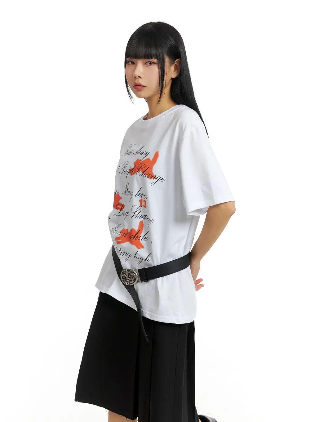 Oversized Graphic Lettering Tee CM406