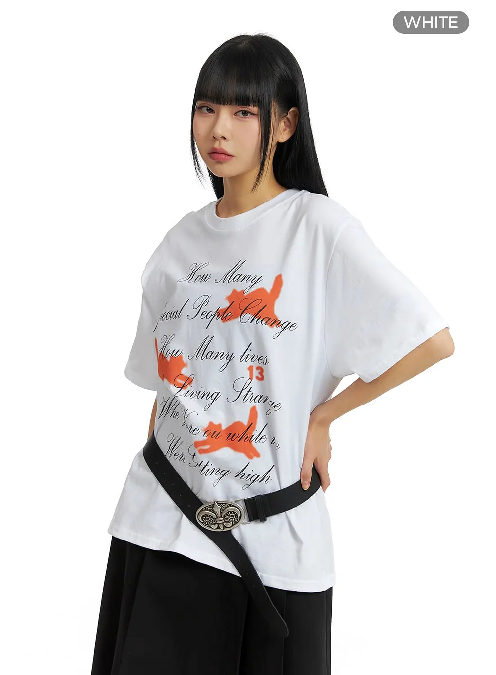 Oversized Graphic Lettering Tee CM406