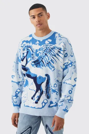 Oversized Graphic Unicorn Jumper | boohooMAN UK