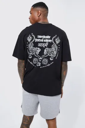 Oversized Mandala Tiger Graphic T-shirt | boohooMAN UK