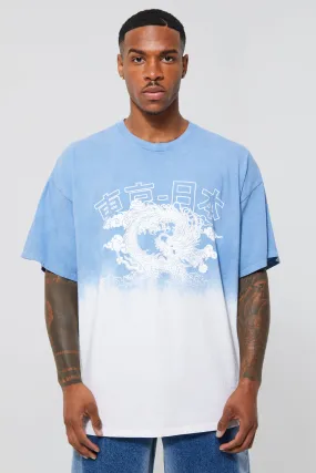 Oversized Ombre Dye Dragon Graphic T-shirt | boohooMAN UK