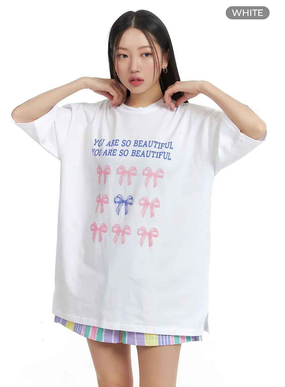 Oversized Ribbon Graphic Tee OM429