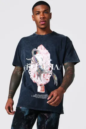 Oversized Scorpion Graphic Acid Wash T-shirt