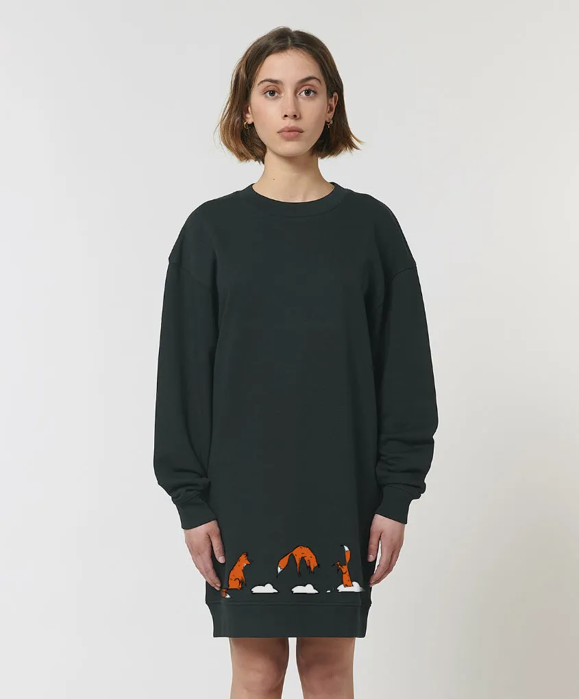 Oversized Sweatshirt dress, Jumping foxes