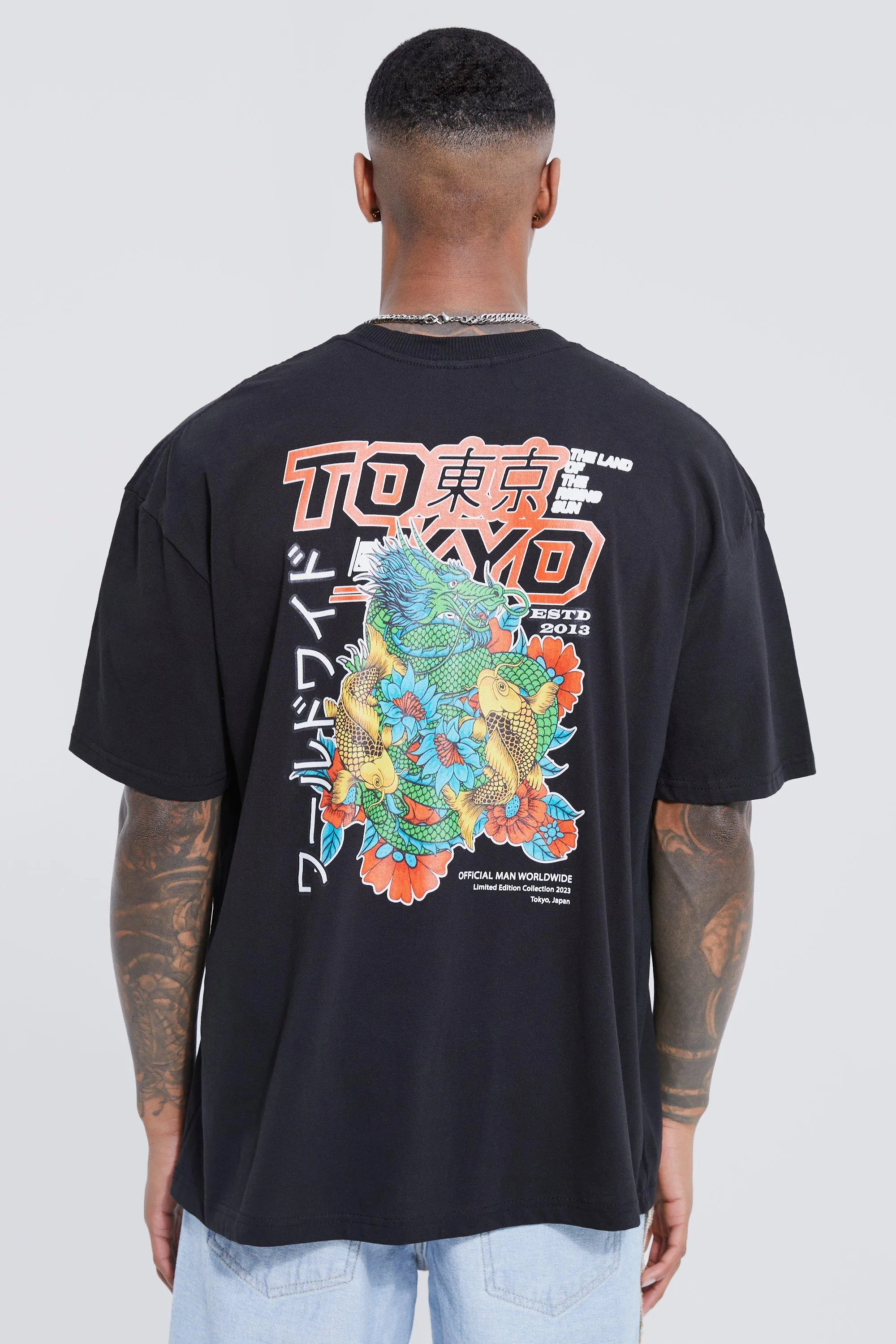 Oversized Tokyo Dragon Graphic T-shirt | boohooMAN UK