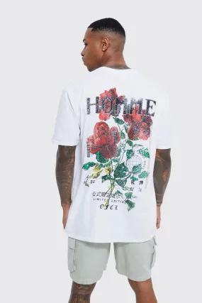 Oversized Vintage Floral Back Graphic T-shirt | boohooMAN UK