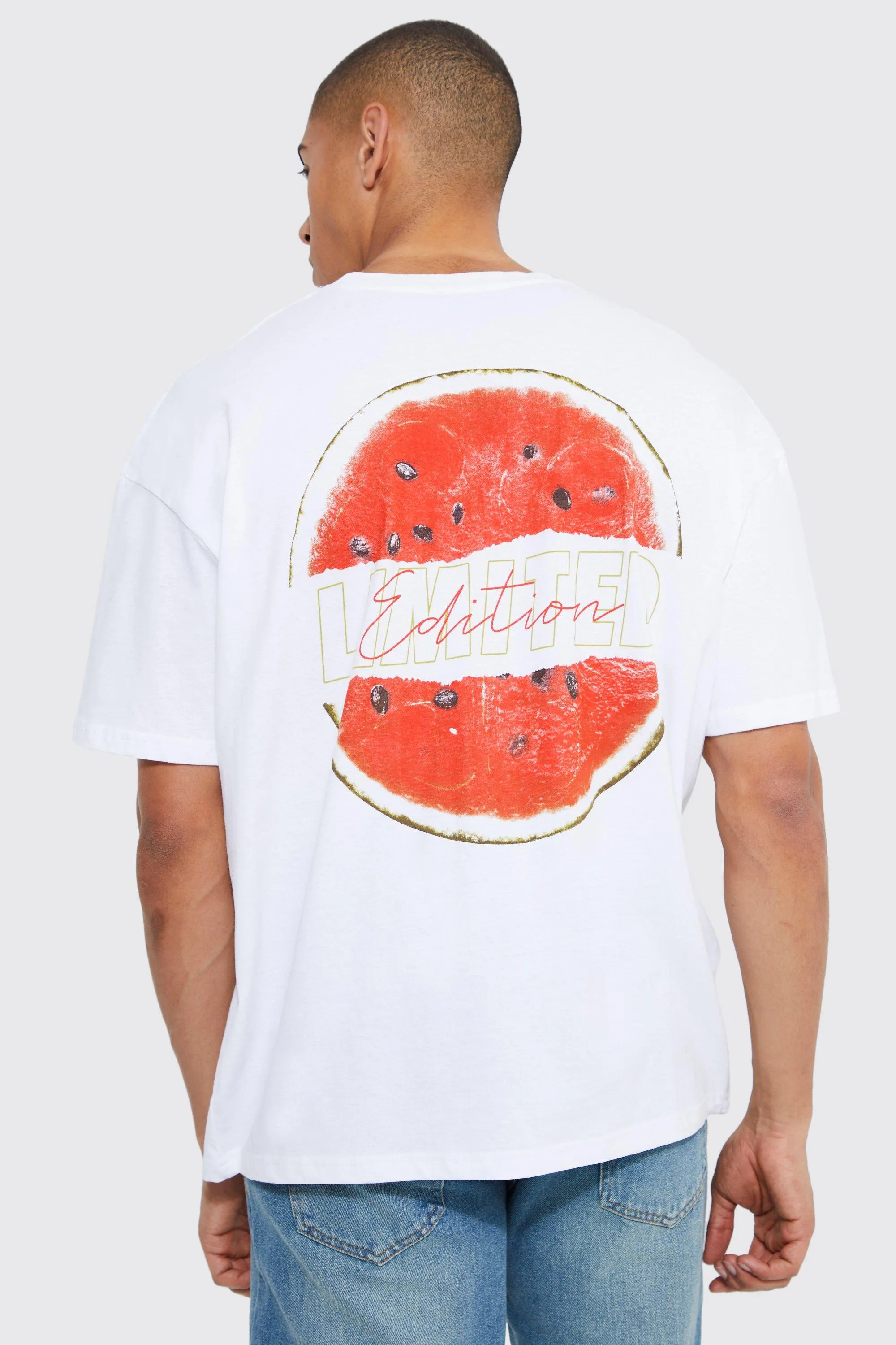 Oversized Watermelon Slice Graphic T-shirt | boohooMAN UK