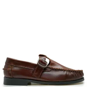 Papanatas Hazelnut Buckle T Strap Loafer