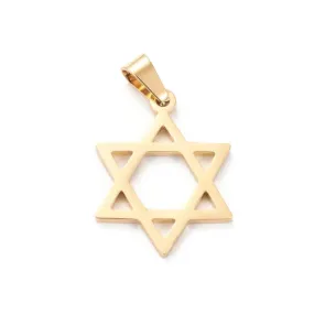 Pendants, 304 Stainless Steel, Star Of David, Laser-Cut, Gold Plated, With Bail, 25mm