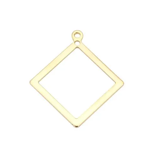 Pendants, Rhombus, Laser-Cut, 18K Gold Plated, Focal, Drop, Brass, 23mm