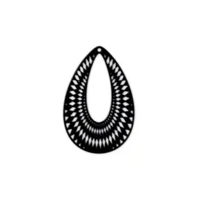 Pendants, Teardrop, Laser-Cut, Black, Enameled, Iron, 4.1cm