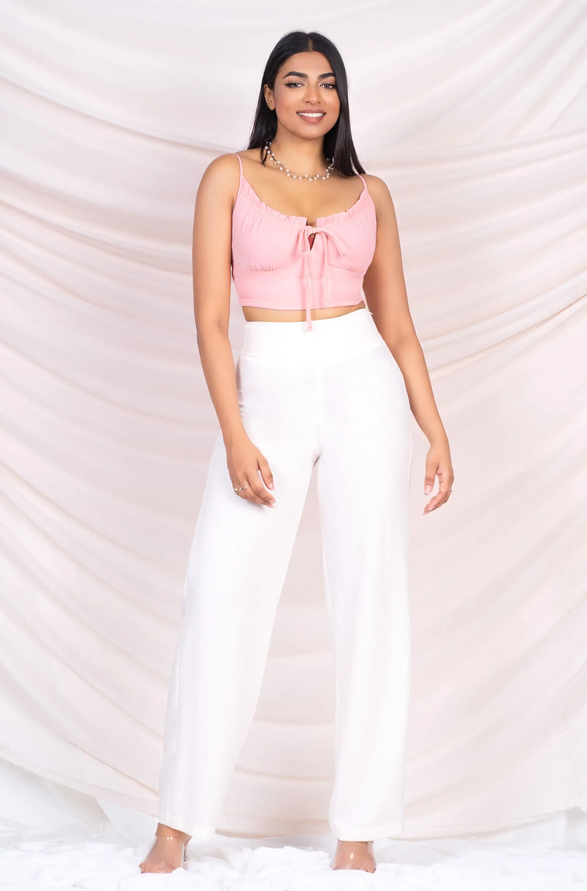 Pink Tie Up Bralette Crop Top