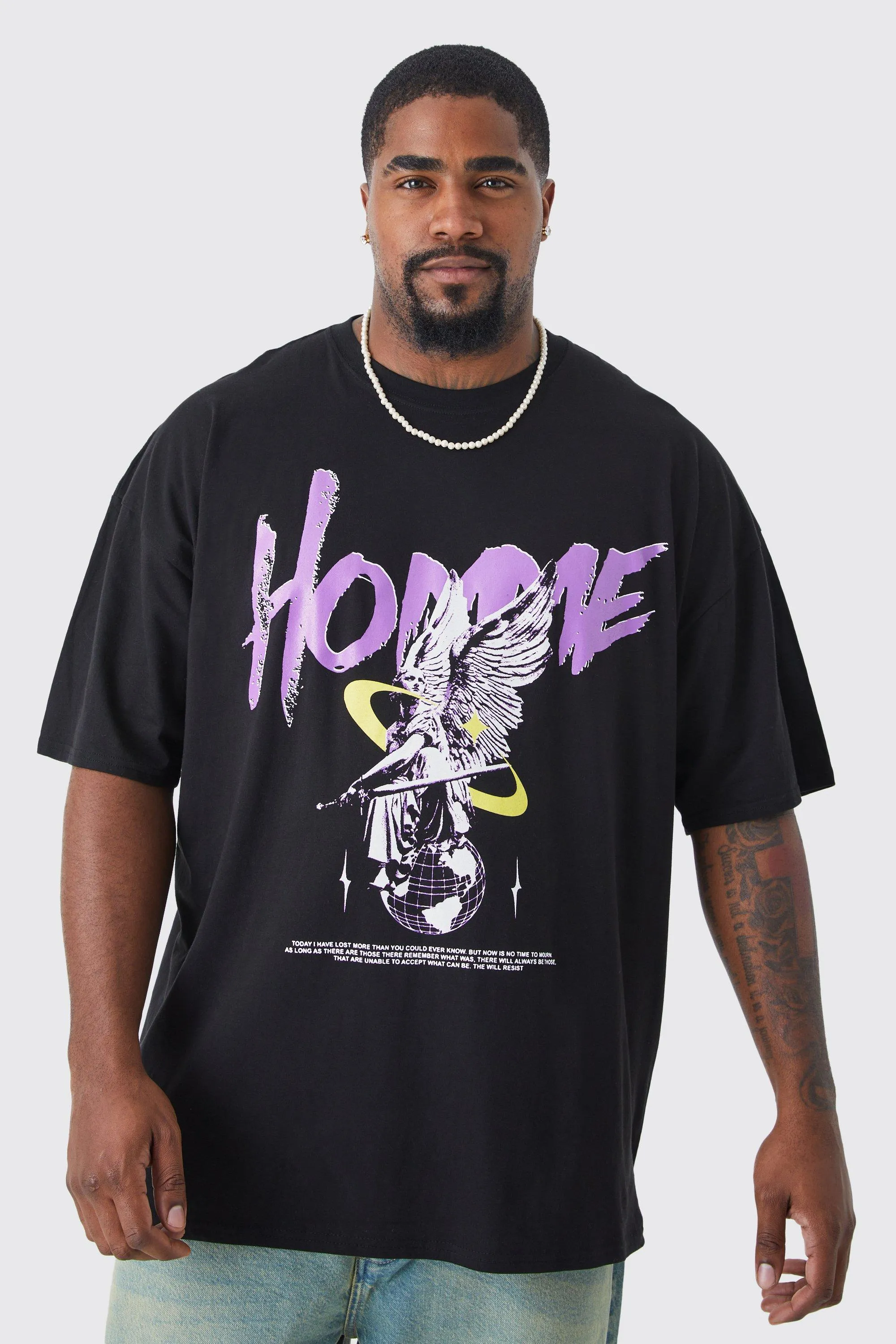 Plus Oversized Homme Graphic T-shirt | boohooMAN UK