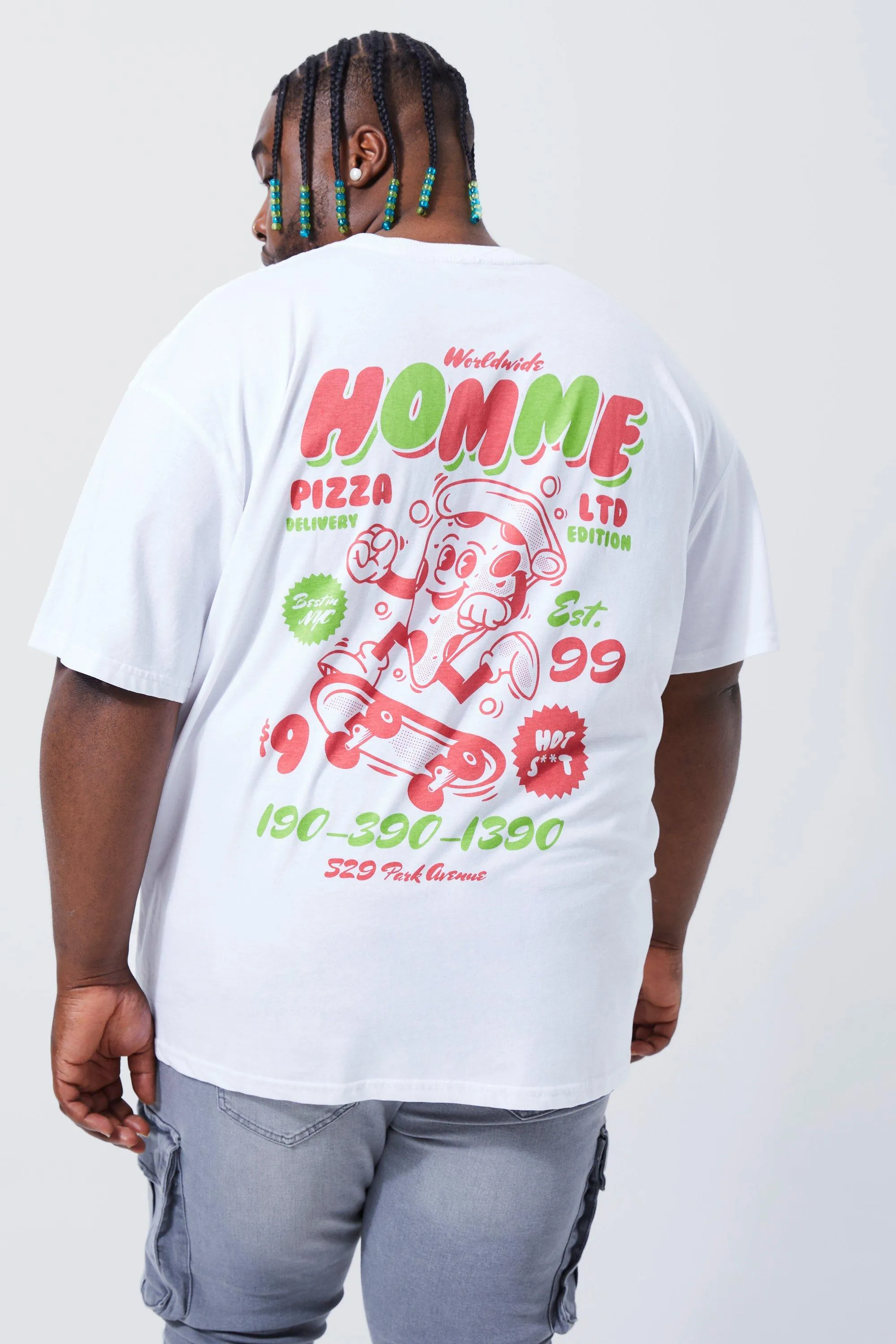 Plus Oversized Pizza Delivery Graphic T-shirt | boohooMAN UK