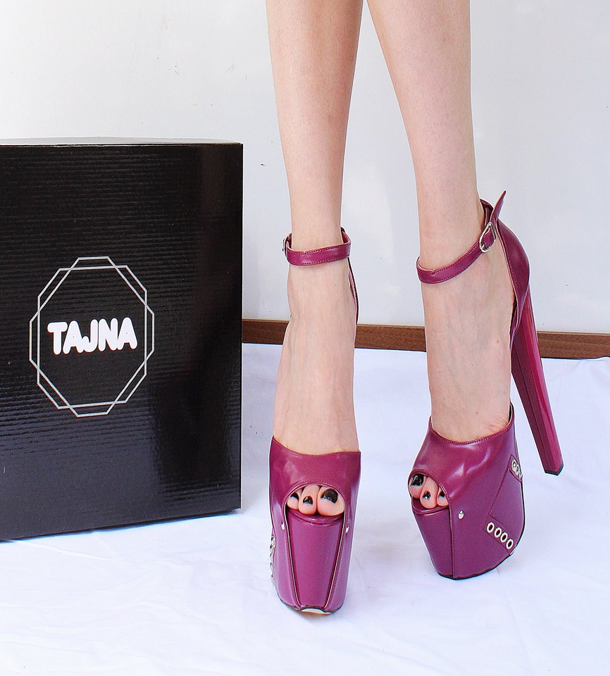 Purple Pink 19  cm High Heel Eyelet Shoes