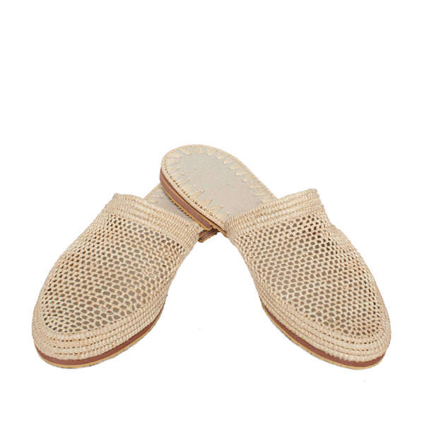 Raffia Slippers Babouche in Beige