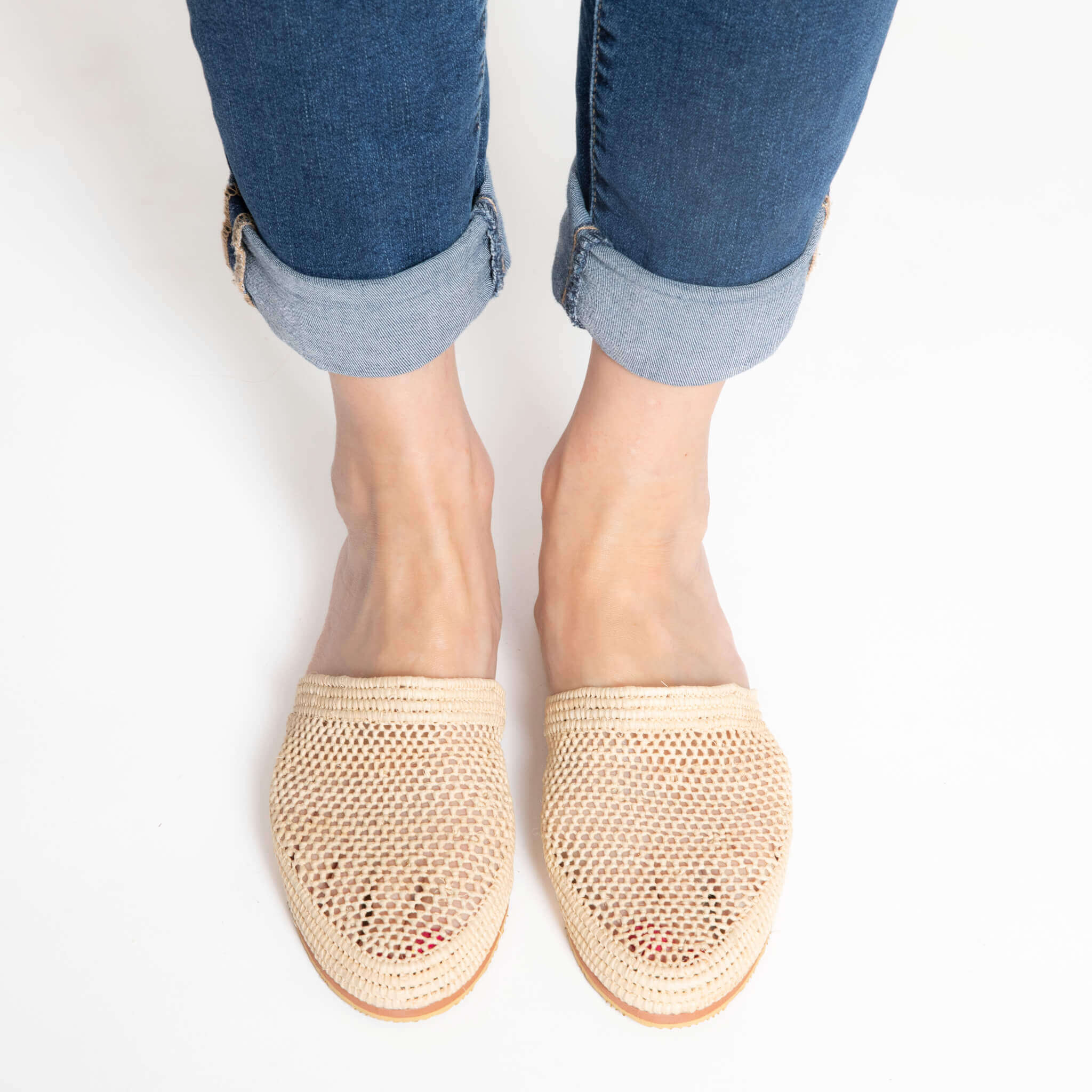 Raffia Slippers Babouche in Beige