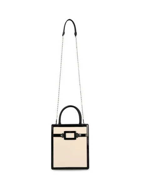 ROGER VIVIER Mini Two-Tone Patent Leather Tote with Iconic Buckle and Chain Strap