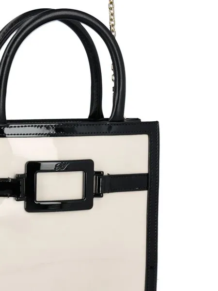 ROGER VIVIER Mini Two-Tone Patent Leather Tote with Iconic Buckle and Chain Strap