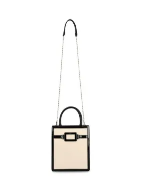 ROGER VIVIER Mini Two-Tone Patent Leather Tote with Iconic Buckle and Chain Strap