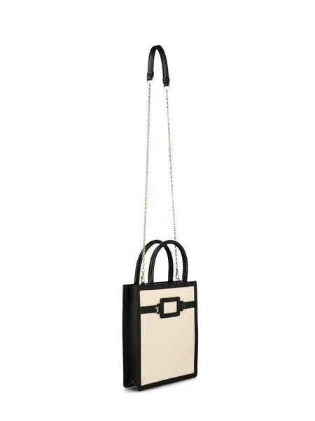 ROGER VIVIER Mini Two-Tone Patent Leather Tote with Iconic Buckle and Chain Strap