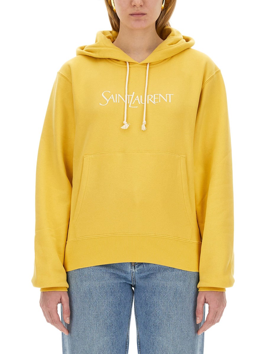 SAINT LAURENT    OVERSIZED COTTON SWEATSHIRT WITH LOGO