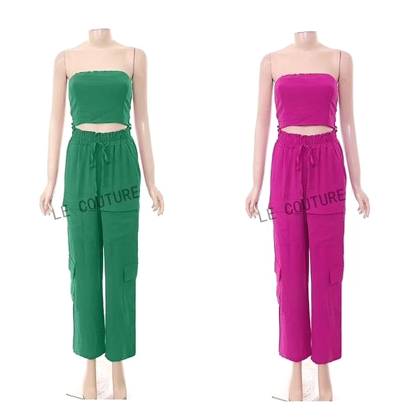 Sleeveless Crop Top and Pant Set