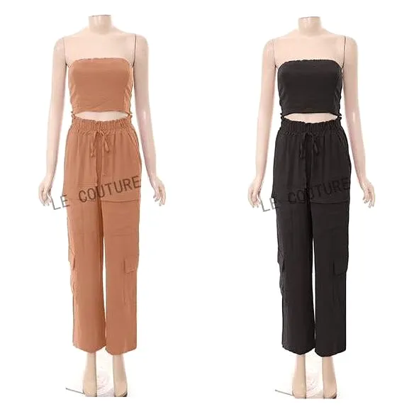 Sleeveless Crop Top and Pant Set