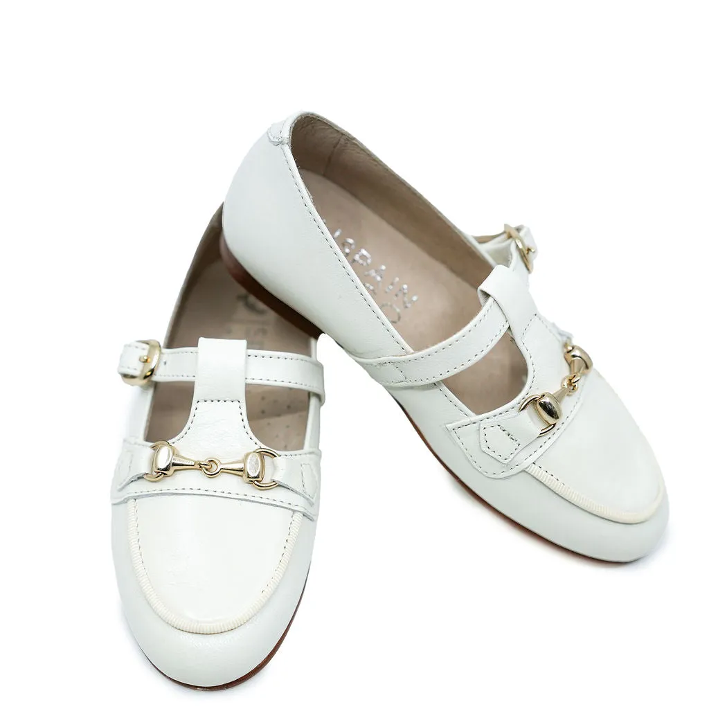 Spain+Co Ivory T Strap Buckle Loafer