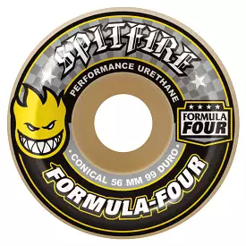 Spitfire Wheels Formula Four F4 99D Conical Yellow Print 53mm