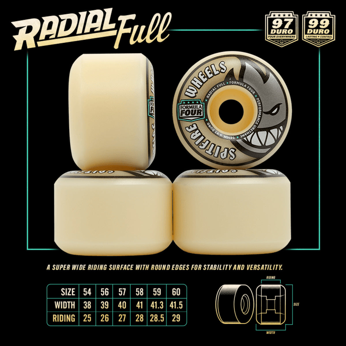 Spitfire Wheels Formula Four F4 99D Curren Burn Squad Radial Full 56mm